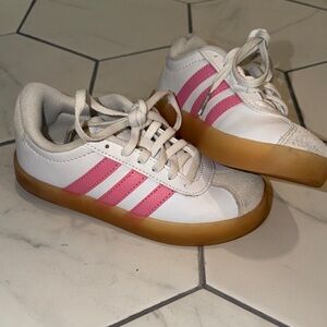 Kids Adidas White and Pink Sneakers